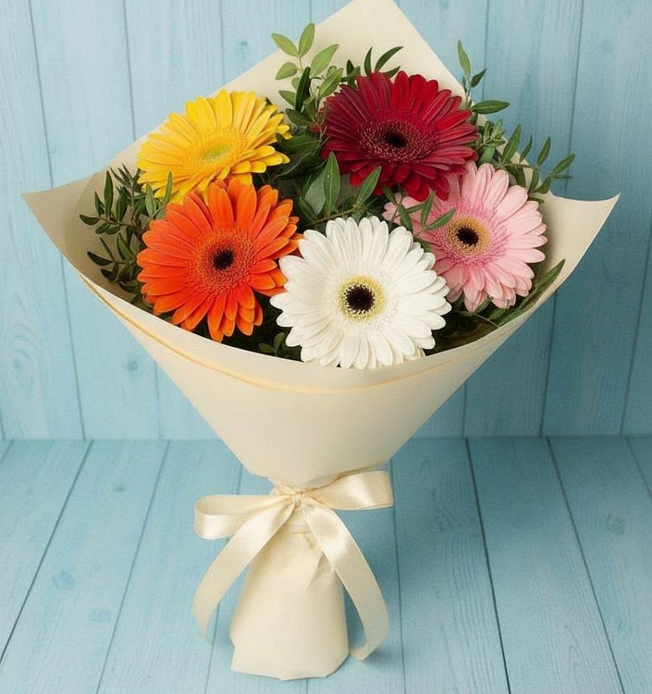 Букет цветов из: Герберы в Троицком Омской области