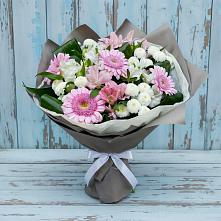Букет цветов из:  Герберы, Альстромерии и Хризантемы #REPLACE_PRED# Троицком Омской области