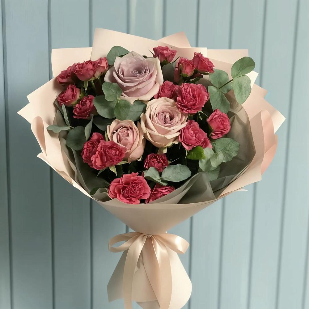 Букет цветов из: Гвоздики и Розы в Троицком Омской области