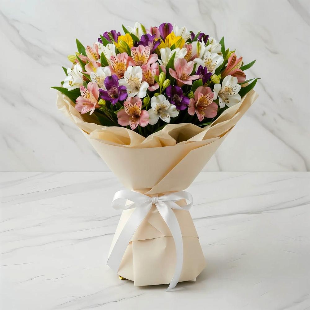 Букет цветов из: Альстромерии в Троицком Омской области