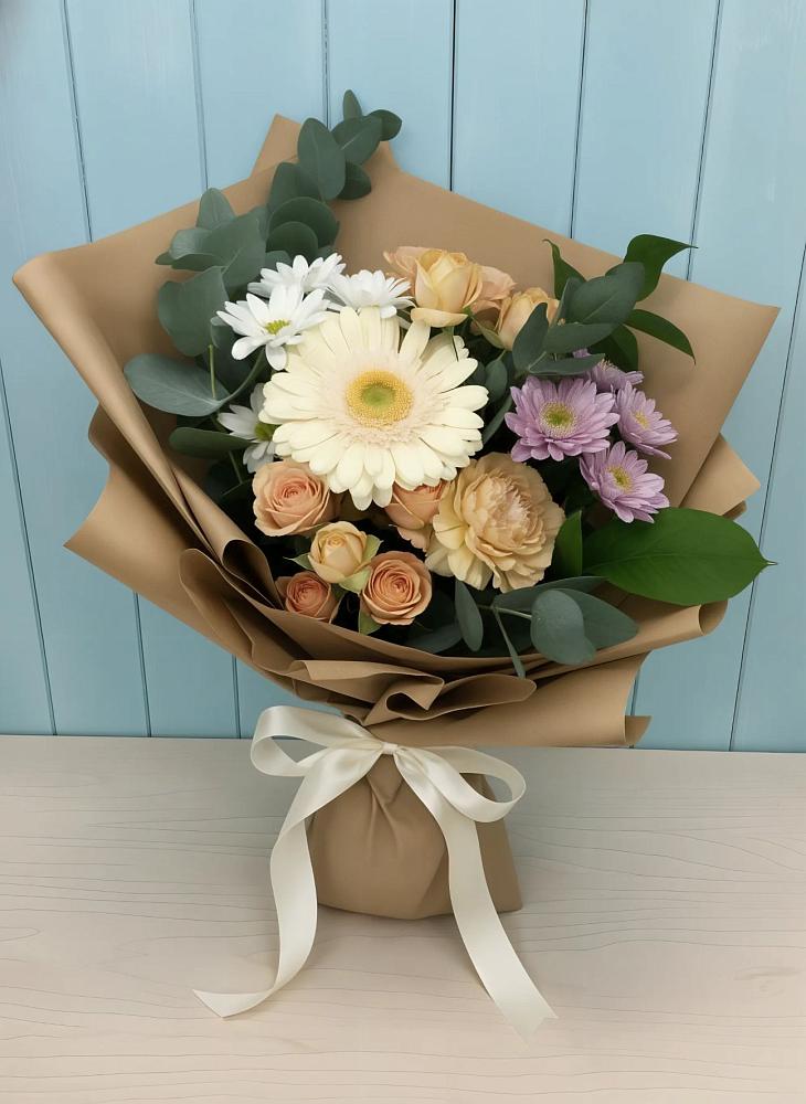 Букет цветов из: Герберы и Хризантемы в Троицком Омской области