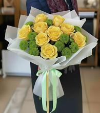 Букет цветов из:  Хризантемы и Розы в Троицком Омской области