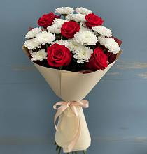 Букет цветов из:  Розы и Хризантемы #REPLACE_PRED# Троицком Омской области