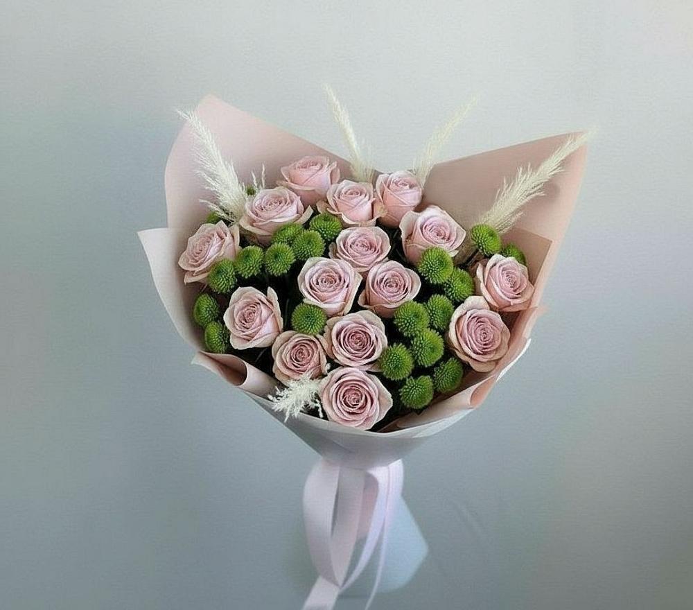 Букет цветов из: Розы и Хризантемы в Троицком Омской области