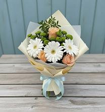 Букет цветов из:  Герберы, Розы и Хризантемы #REPLACE_PRED# Троицком Омской области