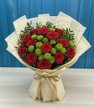 Букет цветов из:  Розы и Хризантемы в Троицком Омской области